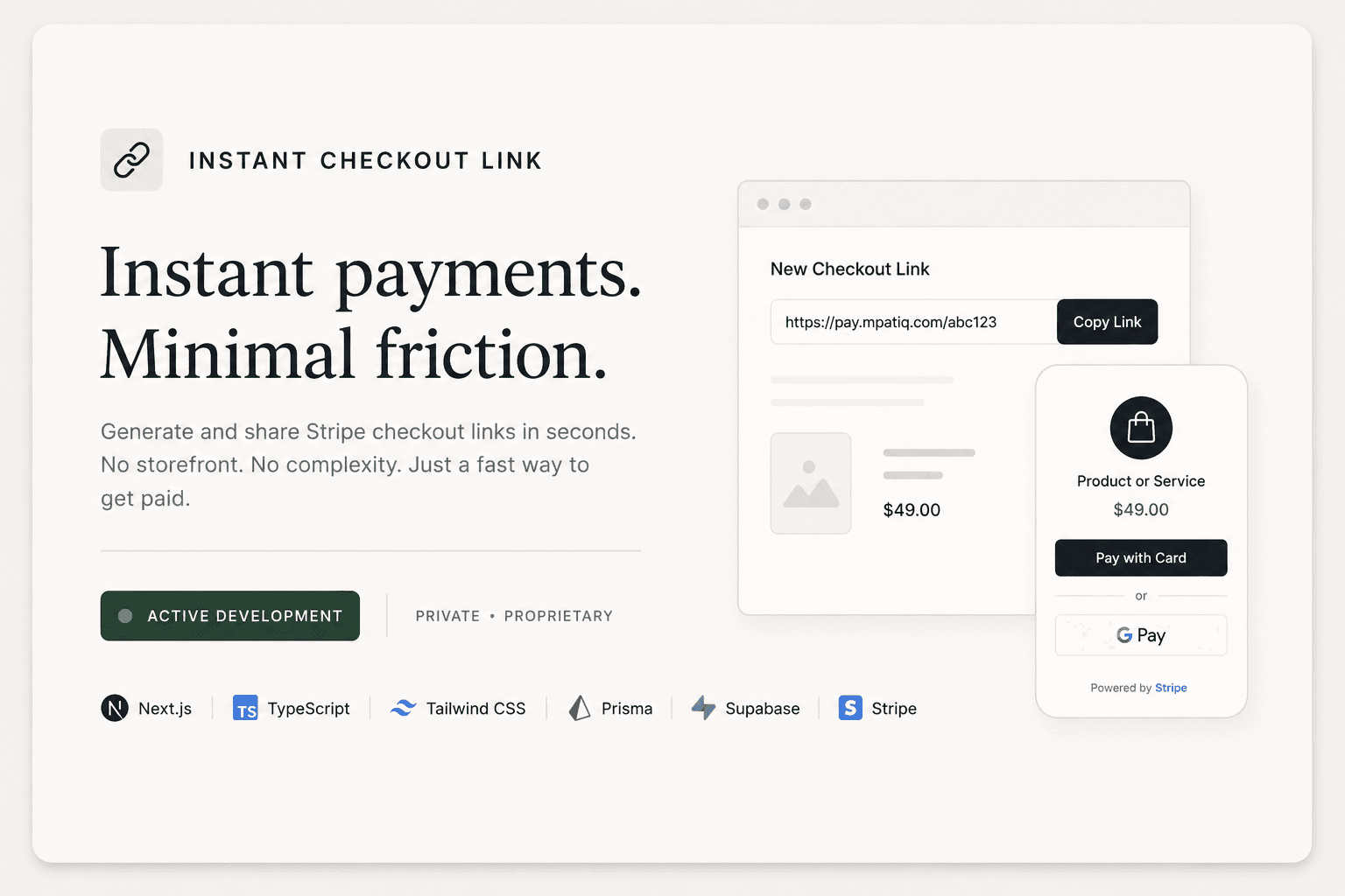 Instant Checkout Link live surface preview